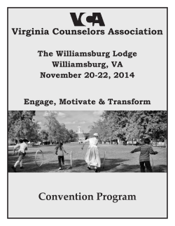 Convention Program Virginia Counselors Association The Williamsburg Lodge Williamsburg, VA