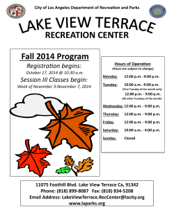 RECREATION CENTER Fall 2014 Program Registration begins:
