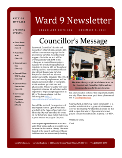 Ward 9 Newsletter Councillor’s Message O T T A W A