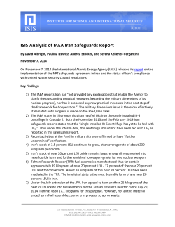 ISIS Analysis of IAEA Iran Safeguards Report