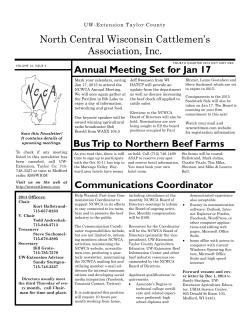 North Central Wisconsin Cattlemen’s Association, Inc. Annual Meeting Set for Jan 17