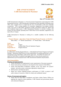 JOB ANNOUNCEMENT CARE International in Myanmar