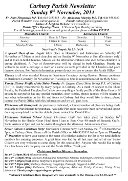 Carbury Parish Newsletter Sunday 9 November, 2014 th
