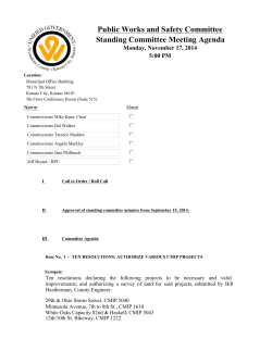 Public Works and Safety Committee Meeting Agenda Standing Committee Monday, November 17, 2014