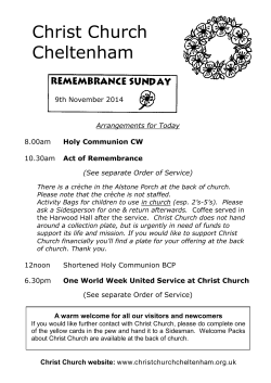Christ Church Cheltenham  Arrangements for Today