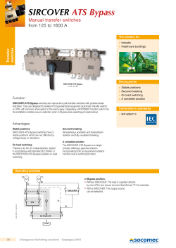 SIRCOVER ATS Bypass Manual transfer switches from 125 to 1600 A