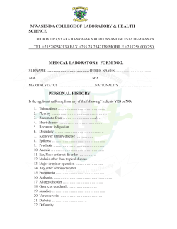 MWASENDA COLLEGE OF LABORATORY &amp; HEALTH SCIENCE MEDICAL LABORATORY  FORM NO.2