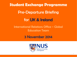 Student Exchange Programme Pre-Departure Briefing for UK &amp; Ireland