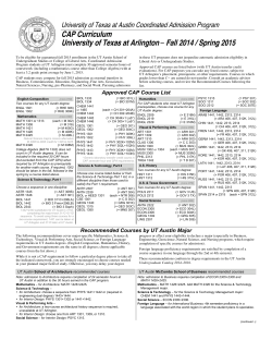 CAP Curriculum University of Texas at Arlington  