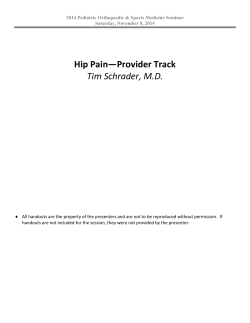 Hip Pain―Provider Track Tim Schrader, M.D.