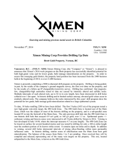 Ximen Mining Corp Provides Drilling Up Date November 5 TSX.V: XIM