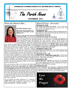 The Parish News From the Pastor’s Pen… Special Events - November
