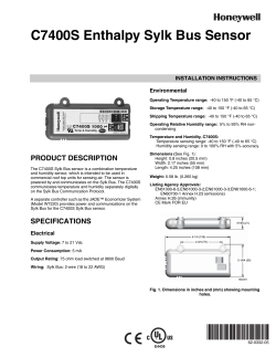C7400S Enthalpy Sylk Bus Sensor INSTALLATION INSTRUCTIONS Environmental
