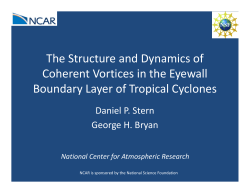 The Structure and Dynamics of  Coherent Vortices in the Eyewall Boundary Layer of Tropical Cyclones Daniel P. Stern
