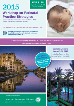 2015 Workshop on Perinatal Practice Strategies SAVE $150!