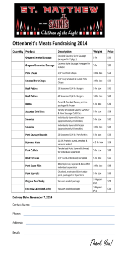 Ottenbreit's Meats Fundraising 2014  Quantity  Product Description