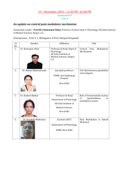 21 November, 2014 – 11:30 PM - 01:00 PM Symposium 8