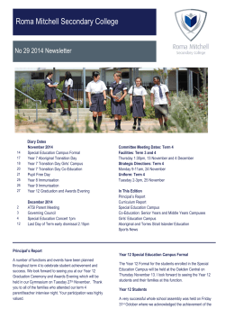 Roma Mitchell Secondary College  No 29 2014 Newsletter