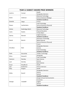 YEAR 11 SUBJECT AWARD PRIZE WINNERS