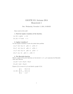 AMATH 351 Autumn 2014 Homework 5 Due: Wednesday, November 5, 2014, 10:30AM