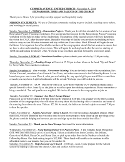 CUMMER AVENUE  UNITED CHURCH MISSION STATEMENT: