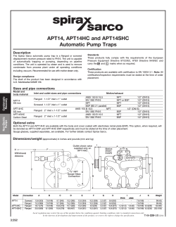 APT14, APT14HC and APT14SHC Automatic Pump Traps Description