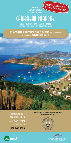 Caribbean Paradise $2,000 USD EARLY BOOKING SAVINGS