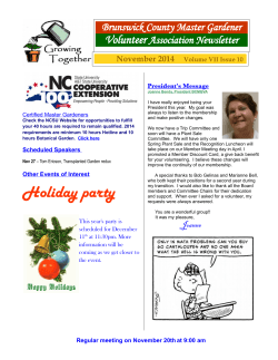 Volunteer Brunswick County Master Gardener Association Newsletter November 2014