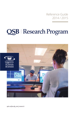Reference Guide 2014 / 2015 qsb.ca/faculty_and_research