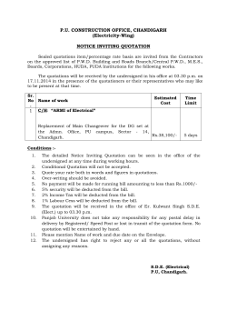 P.U. CONSTRUCTION OFFICE, CHANDIGARH (Electricity-Wing)  NOTICE INVITING QUOTATION