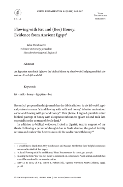 Flowing with Fat and (Bee) Honey: Evidence from Ancient Egypt Idan Dershowitz Abstract