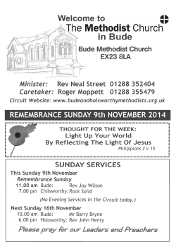 in Bude Welcome to REMEMBRANCE SUNDAY 9th NOVEMBER 2014 Minister: