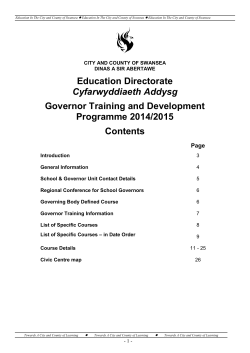 Education Directorate Governor Training and Development Programme 2014/2015 Contents