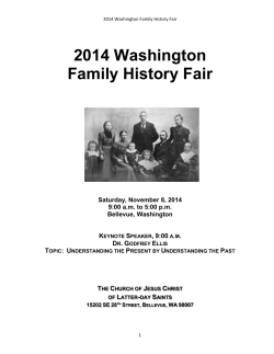2014 Washington Family History Fair  Saturday, November 8, 2014