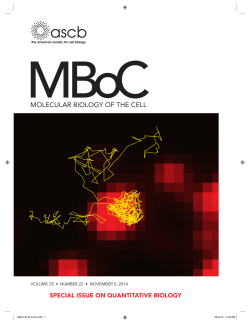 MBoC ascb MOLECULAR BIOLOGY OF THE CELL SPECIAL ISSUE ON QUANTITATIVE BIOLOGY
