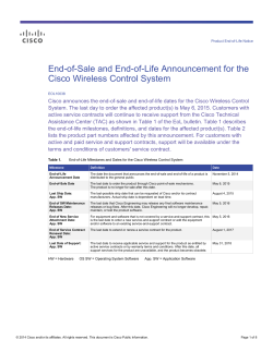 End-of-Sale and End-of-Life Announcement for the Cisco Wireless Control System