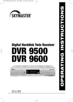 DVR 9500 DVR 9600 INSTRUCTIONS TING