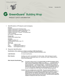 GreenGuard Building Wrap PRODUCT SAFETY INFORMATION