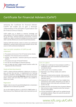 Certificate for Financial Advisers (CeFA ) ®
