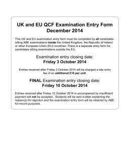 UK and EU QCF Examination Entry Form December 2014