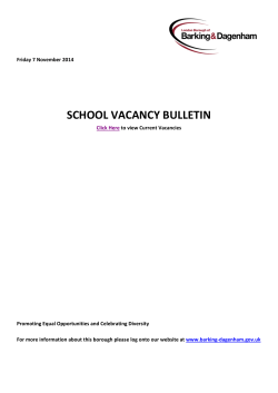 SCHOOL VACANCY BULLETIN  Friday 7 November 2014