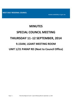MINUTES SPECIAL COUNCIL MEETING THIURSDAY 11 -12 SEPTEMBER, 2014