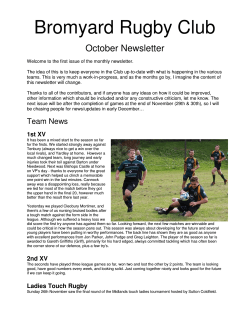 Bromyard Rugby Club October Newsletter