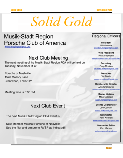 Solid Gold Musik-Stadt Region Porsche Club of America Next Club Meeting