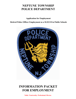 INFORMATION PACKET FOR EMPLOYMENT NEPTUNE TOWNSHIP POLICE DEPARTMENT