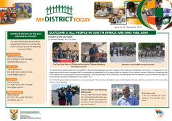 DISTRICT MY TODAY OUTCOME 3: ALL PEOPLE IN SOUTH AFRICA ARE AND FEEL...
