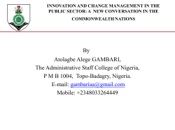By Atolagbe Alege GAMBARI, The Administrative Staff College of Nigeria,