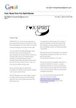 Fwd: News from Fox Spirit Books Fox Spirit &lt;&gt; Draft