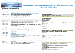 USANZ New Zealand Section Meeting 2014 | Genito Urinary Cancer... Programme at 21 October 2014