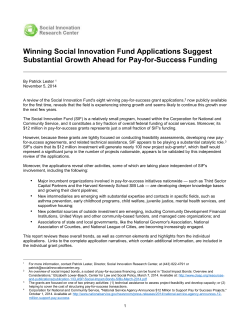 Winning Social Innovation Fund Applications Suggest